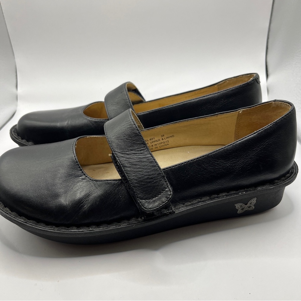 Women's ALEGRIA Black Leather Mary Jane Comfort Shoes Size 38/7 Hook And Eye - Picture 4 of 10